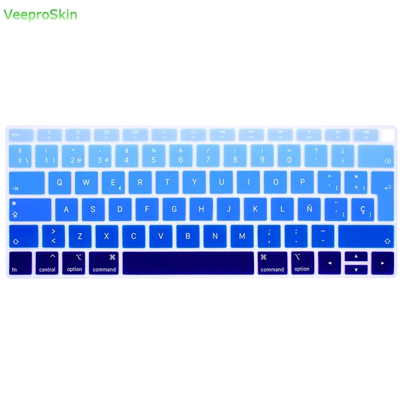Для Macbook Air 13 A1932 с Touch Id отпечатков пальцев для Apple испанский силиконовый чехол клавиатуры защитная пленка Радуга