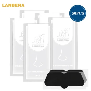 

50PCS LANBENA Blackhead Remover Nose Mask Black Mask Charcoal Peel Off Mask Face Mask Acne Treatment Oil Control Skin Care