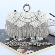 New Fashion High Quality Evening Bags Handmade Beaded Evening Bag Fashion Tassel Rhinestone Evening Bags with Shoulder Chain