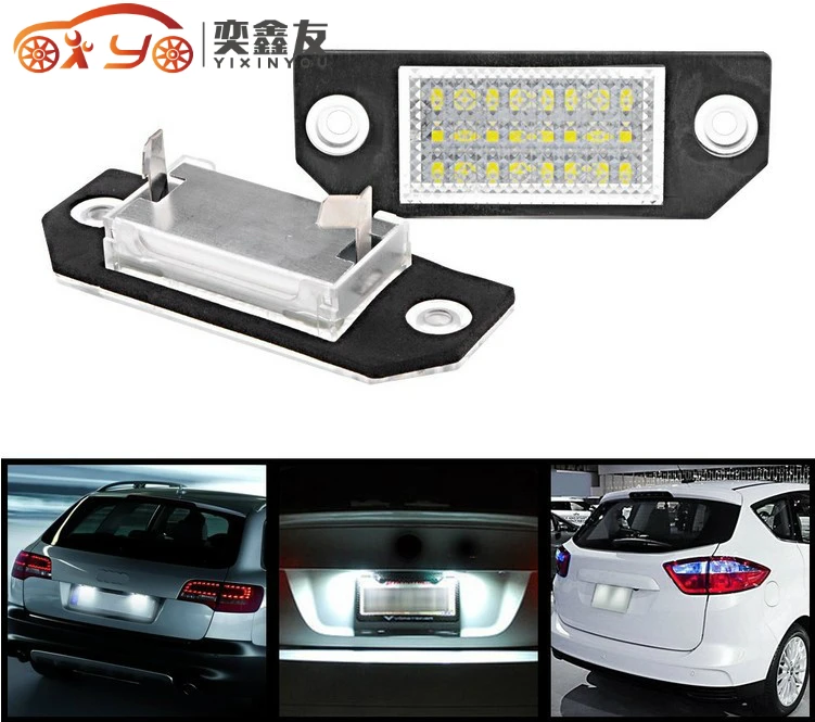

2Pcs 12V White 24 LED Number License Plate Light Lamp for Ford Focus C-MAX MK2 Car Light Source(6.5)