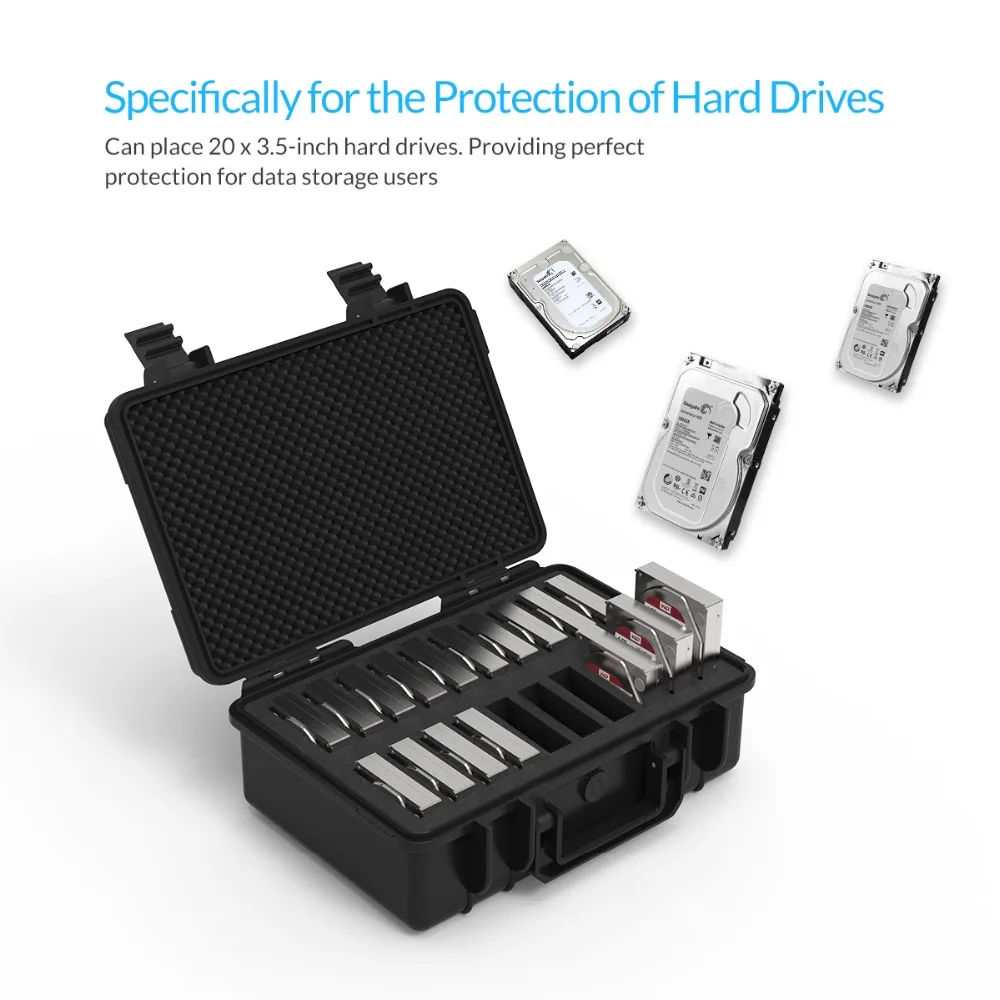 Funda protectora de disco duro ORICO 20-bay de 3,5 pulgadas con resistente al agua a prueba de polvo a prueba de golpes almacenamiento y protección HDD (PSC-L20) - 4