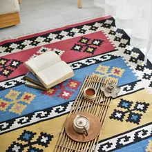 Килим шерсть ковер ручной работы геометрический индийский ковер клетчатый полосатый современный декоративный коврик дизайн богемный скандинавский стиль