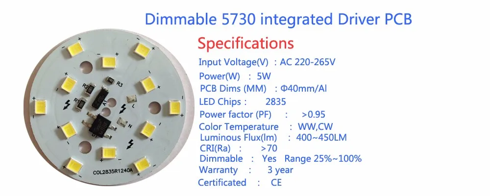 220 v SMD dimmable pcb ic ch 3 W 5 W 7 W 10 W 12 W 15 W 25 W 30 W 40 W 60 W 100 W ic драйвер лампы панель белый теплый белый