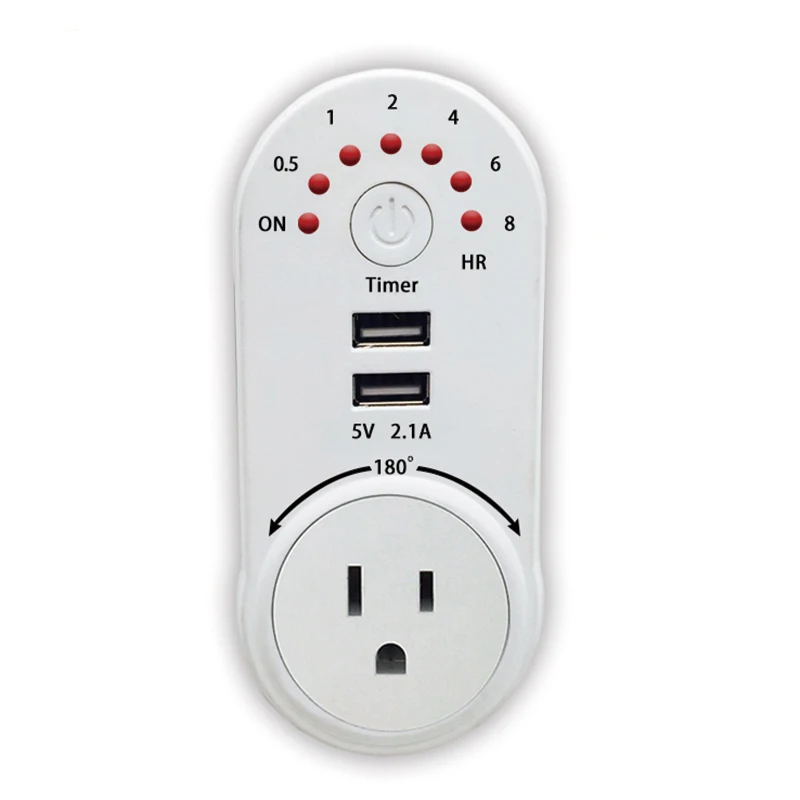 Разъем USB 180 Angel с таймером обратного отсчета 5V 2.1A AC plug|Таймеры| |
