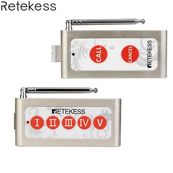 Retekess TD004/TD005 две/пять кнопки беспроводной Вызов пейджер кнопка вызова передатчик для вызова системы ресторанное оборудование