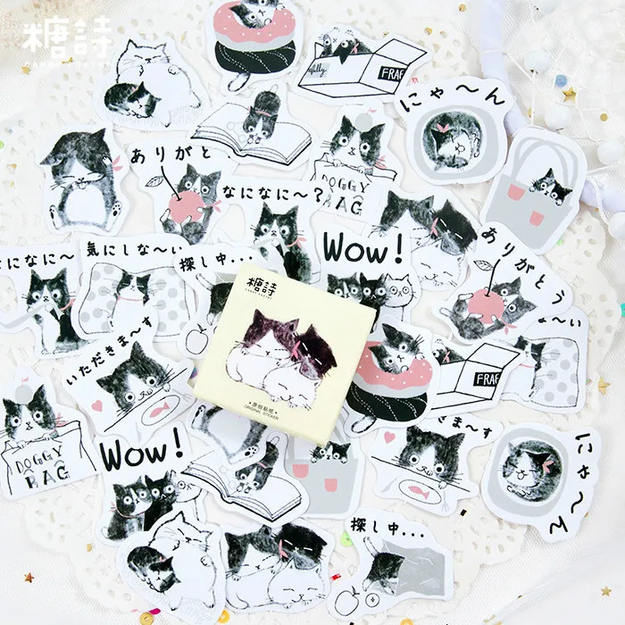 

40pcs/set Black & White Stationery Stickers Diary Pack Posted It Kawaii Planner Scrapbooking Stationery Escolar School Supplies