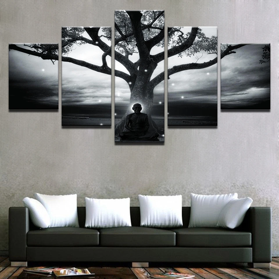 5 шт. настенные картины с изображением Будды и дерева|living room decoration|prints paintinghd prints |