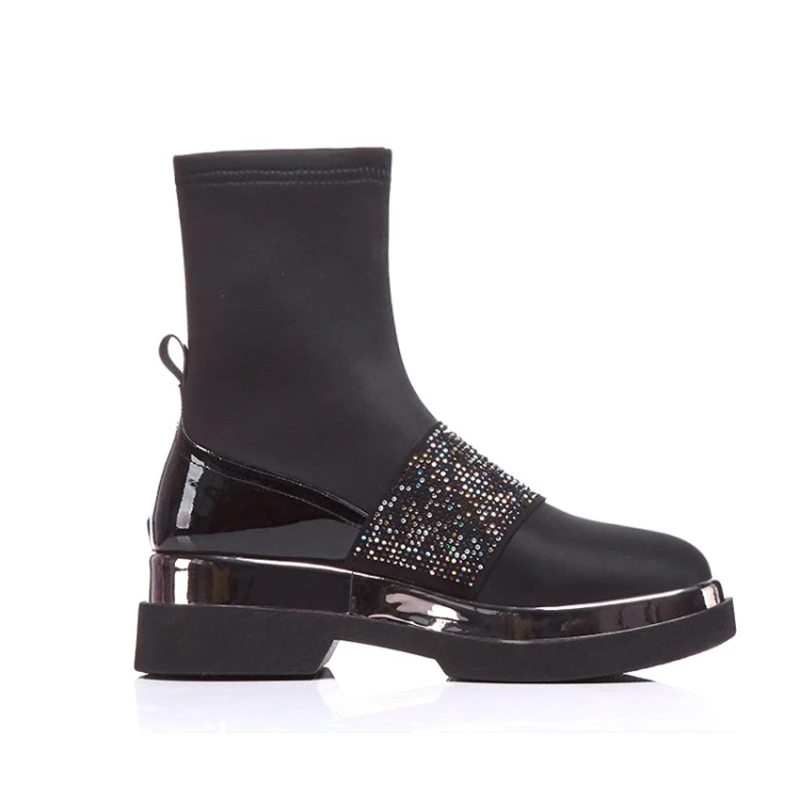 Cremallera long Botas Calcetín Las Calcetines Patchwork Bling Nuevas Mujer Pie Del Mujeres Elástico Boots Short Dedo Plataforma 2018 Tacón Alto Stylesowner Redondo Boots xZ4qAA