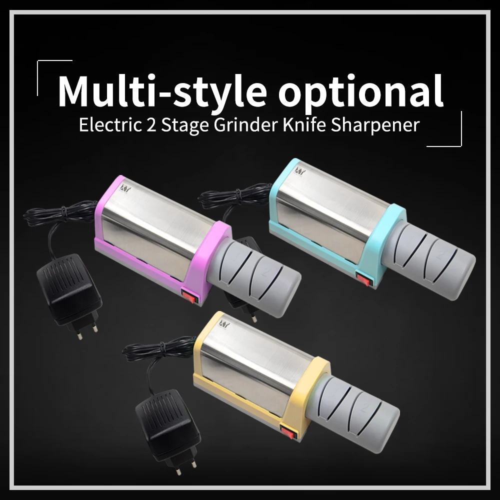 

XYj Electric Knife Sharpener Yellow Blue Pink Color EU Plug Sharpener Tools For Stainless Steel Kitchen Knife Kitchen Helper