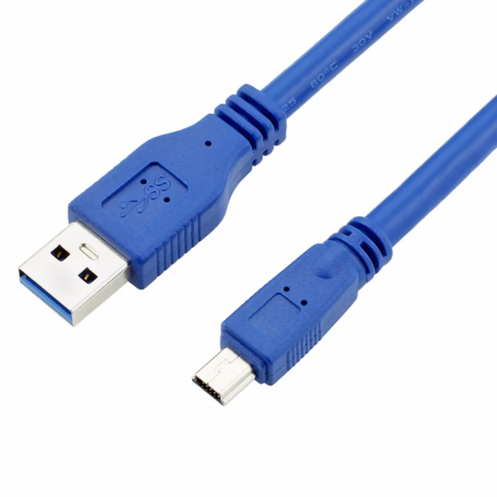 

2017 Hot Stylish Round Blue SuperSpeed USB 3.0 Cable Type A-Male to Mini B 10-Pin Male Cable