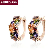 Высочайшее качество ZYE689 Роскошные Многоцветные сережки из розового золота, ювелирные изделия с австрийским кристаллом