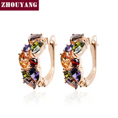 

Top Quality ZYE689 Luxurious Multicolour Cystal Earring Rose Gold Color Jewelry Austrian Crystal