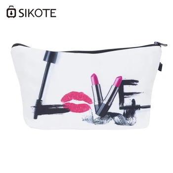 

SIKOTE Love Make Up Style Cosmetic Bags Women Organizer Toiletry Bag with Zipper Neceser Trousse Maquillage Femme Conenvient Top