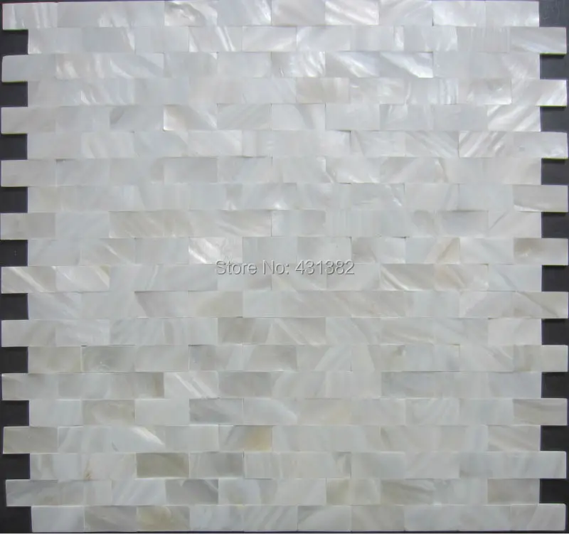 Home mosaics tiles white subway brick mother of pearl tile ...
