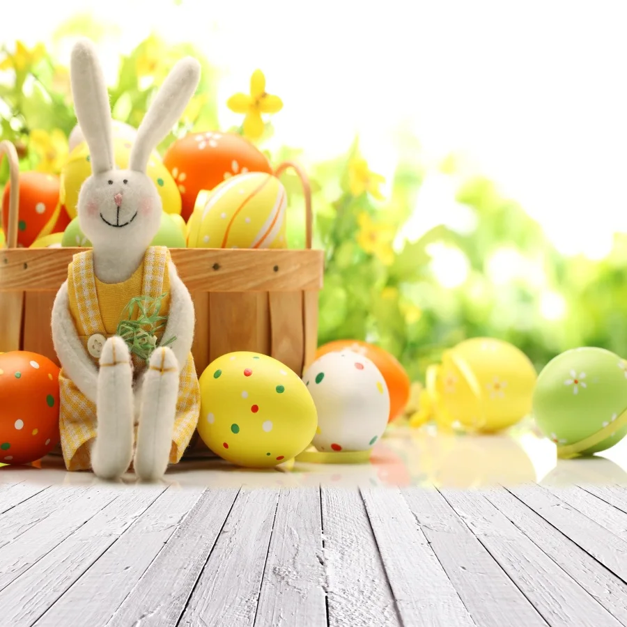 Laeacco Пасхальная игрушка «яйцо динозавра» кролик деревянный пол декорации Детские фотографии фоны на заказ фотографические фоны для фотостудии