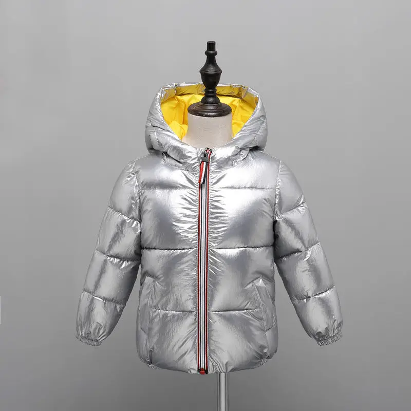 HH/зимнее пальто для девочек; детский хлопковый пуховик для девочек; зимний комбинезон в Корейском стиле; детская одежда; верхняя одежда; пальто; зимние куртки для маленьких мальчиков - Цвет: silver