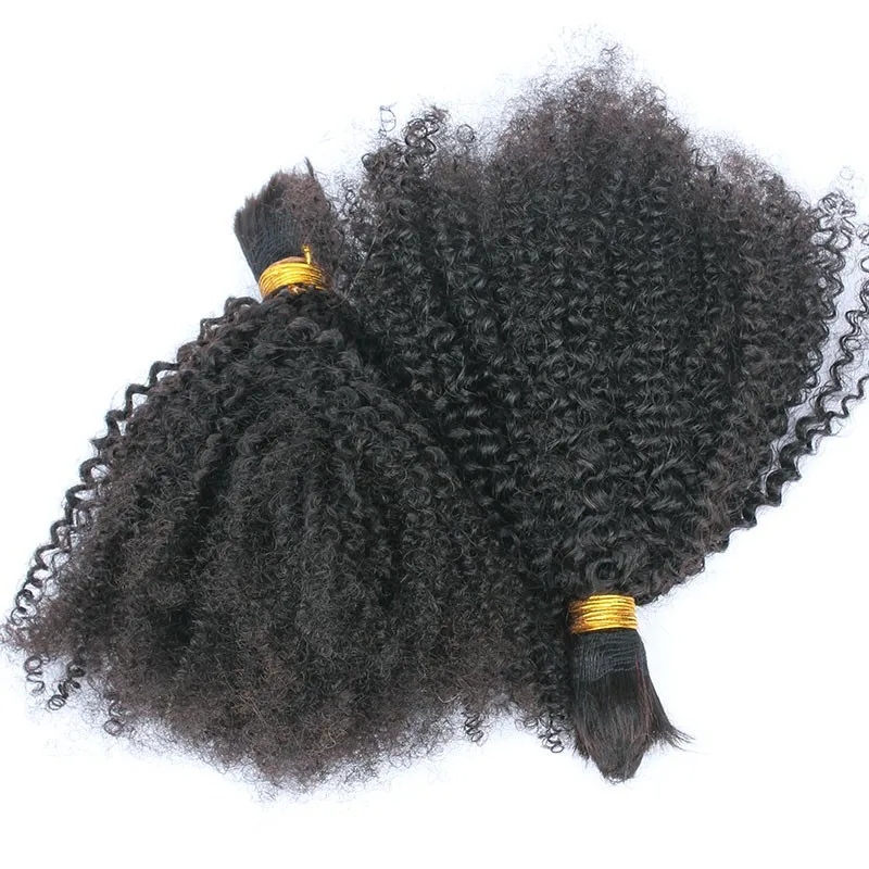 Человеческие волосы для плетения оптом без крепления монгольские афро кудрявые объемные волосы для плетения 1 шт. косички 4B 4C вы можете Remy
