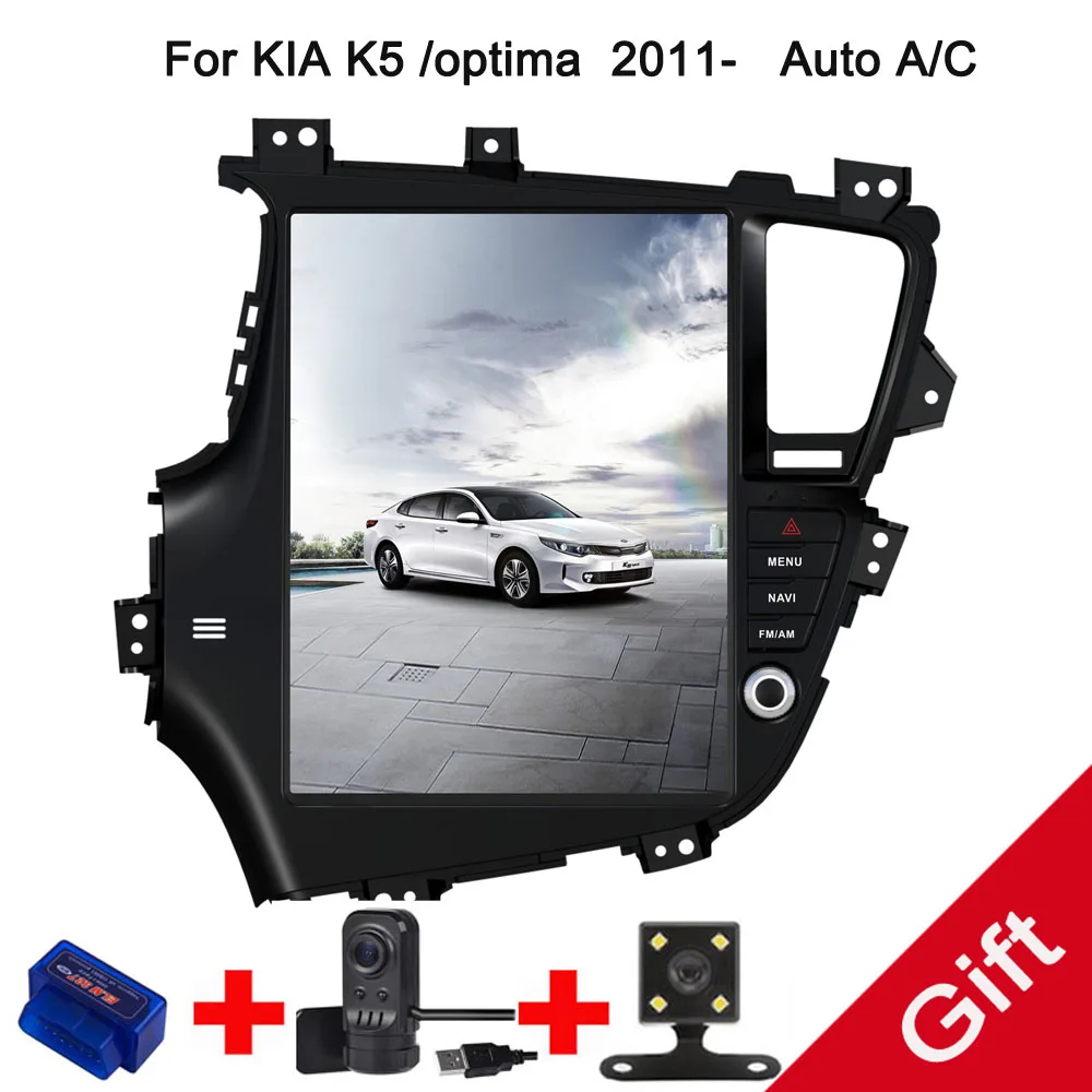 

12.9" Tesla Type Android 7.1/6.0 Fit KIA K5/optima 2011 2012 2013 2014 2015- Manual/Auto A/C Car DVD Player Navigation GPS Radio