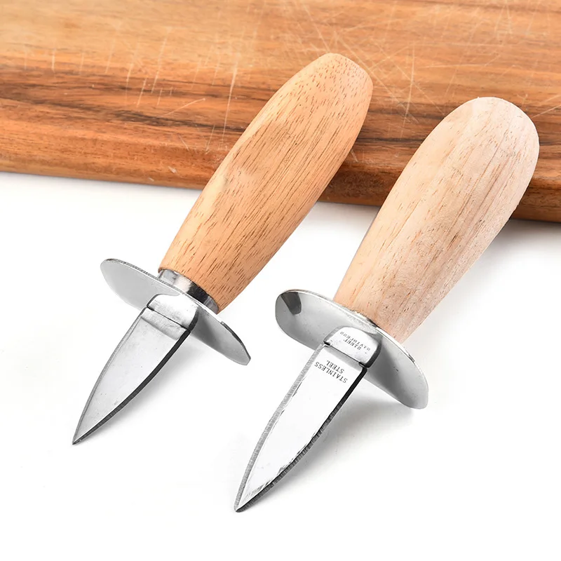 Нержавеющая сталь морепродукты гребешок нож-рычаг с деревянной ручкой ножи для устриц остроконечные Shucker Shell нож для устриц 10 шт./упак