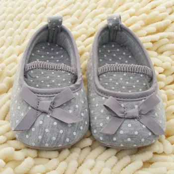 

Newest Baby Shoes Soft Bottom Antiskid Toddler Kids Polka Dot Bowknot Crib Shoes
