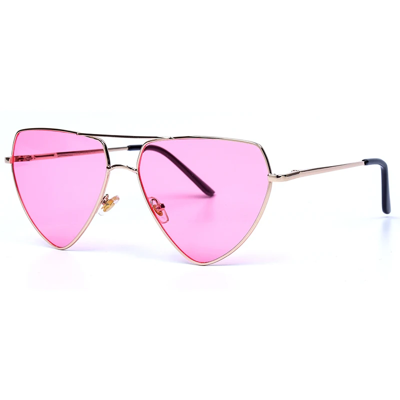 Модные женские солнцезащитные очки в форме сердца, сексуальные, брендовые, дизайнерские, красные, желтые, прозрачные линзы, металлическая оправа, солнцезащитные очки «кошачий глаз», Gafas Shade UV400 - Цвет линз: GY31216-3