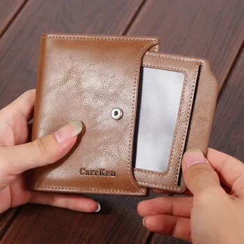 

Men Short Wallet PU Leather Card Holder Zipper Coin Pocket Small Vintage Casual Purse New