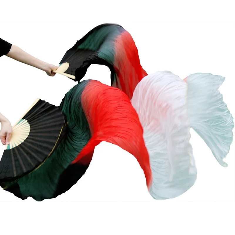 Stage Performance 100% Silk Belly Dance Fans Gradient Colour Dance Accessories Belly Dancing Silk Fans black + red + white Stage Performance 100% Silk Belly Dance Fans Gradient Colour Dance Accessories Belly Dancing Silk Fans black + red + white