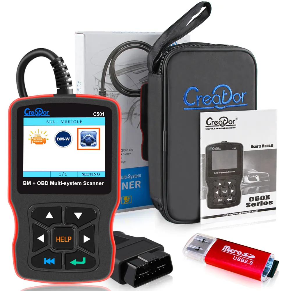 Creator C501 OBD2 сканер Авто диагностический инструмент Автомобильный все системы OBD 2