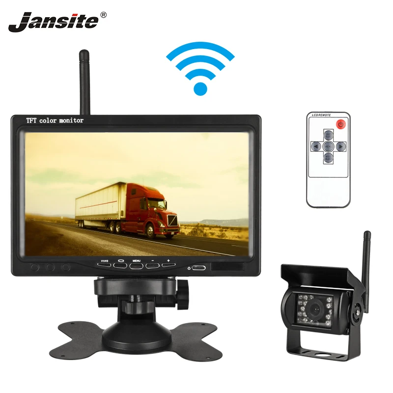 

Jansite 7" Wireless Car Monitor TFT Car Rear View monitor Parking Rearview System for Backup Reverse Cameras Support Work car RV