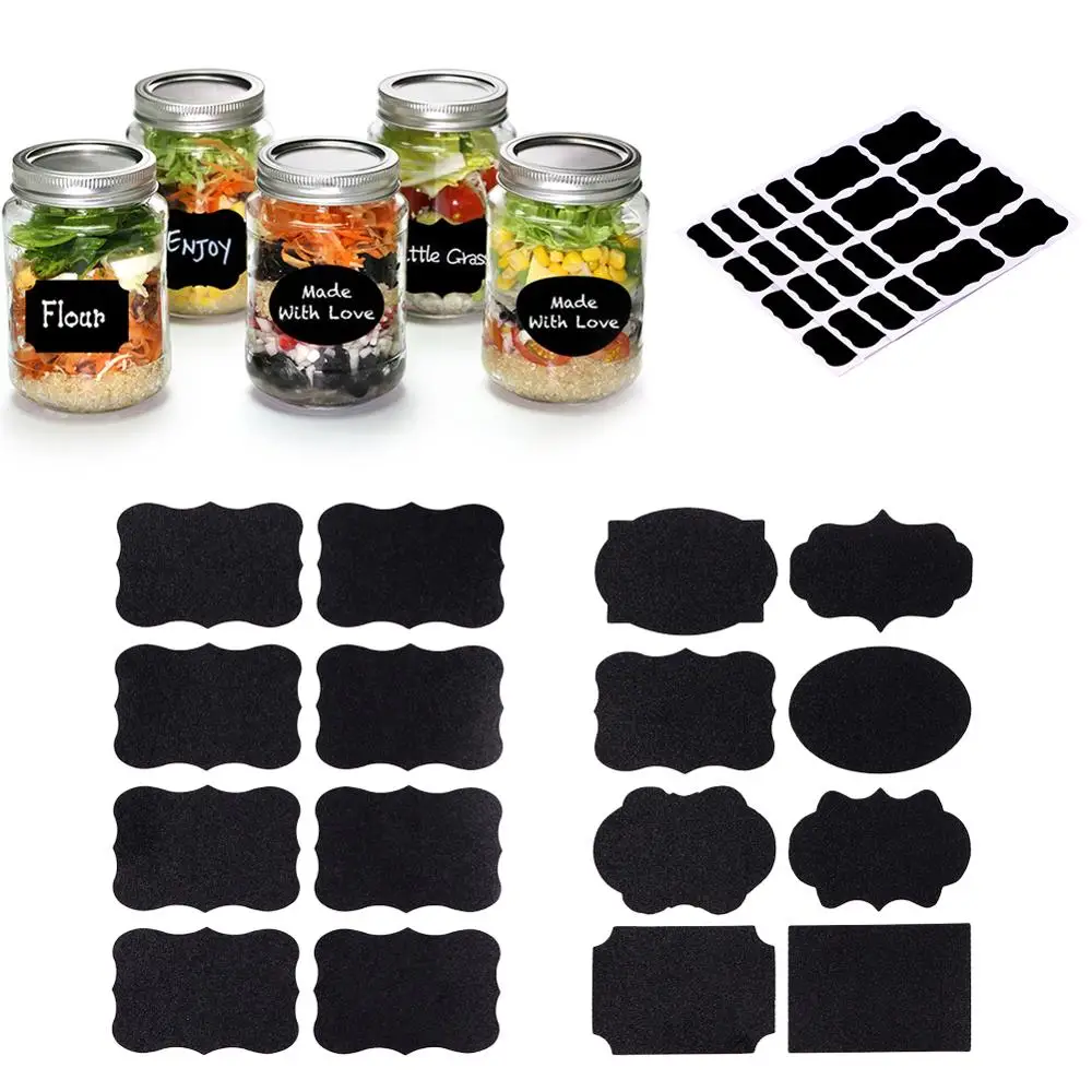

40/80 Pcs Erasable Blackboard Sticker Craft Kitchen Jars Organizer Labels Chalkboard Chalk Board Sticker Black Board 5x3.5cm