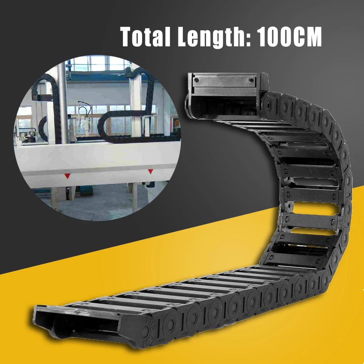 

1000mm Cable Drag Chain Wire Carrier 25x77mm Reinforced Nylon PA66 Chains for CNC Router Machine Tools
