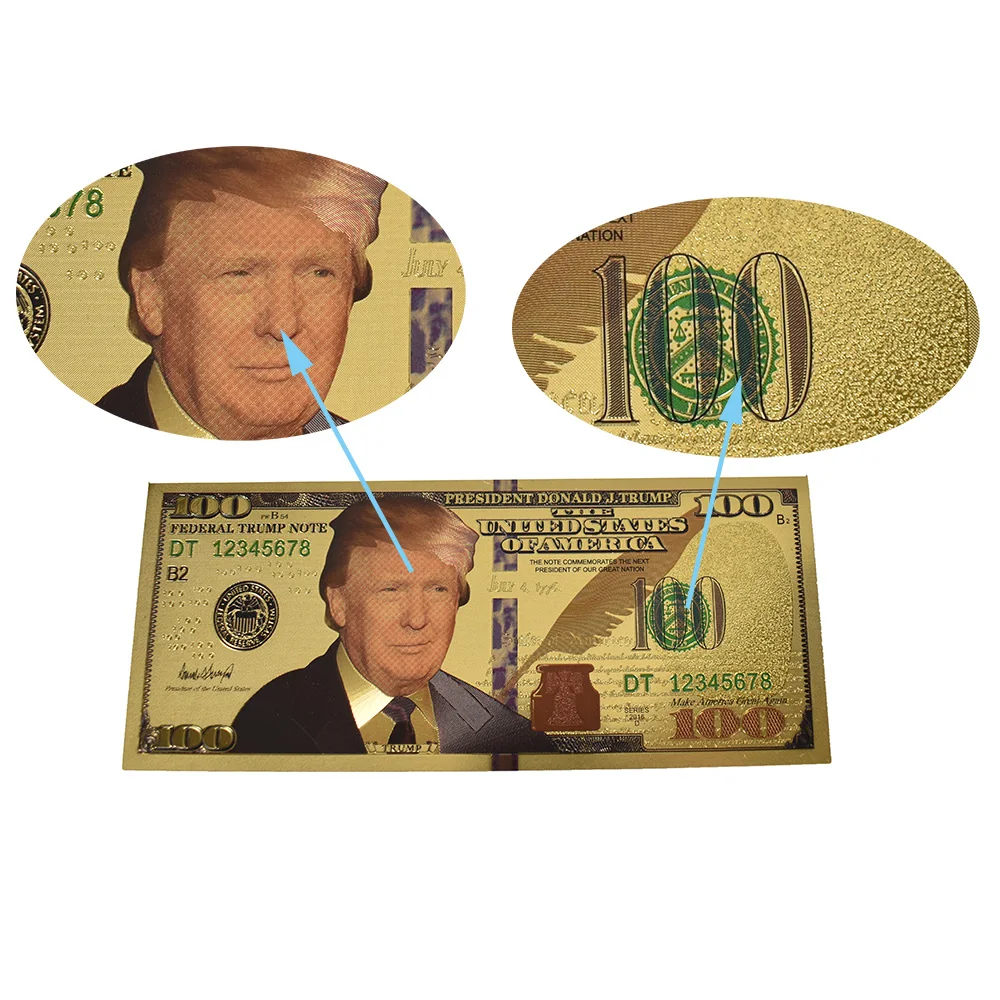 Новый дизайн американский Президент Трамп золото банкнота $ один миллион 100 1000