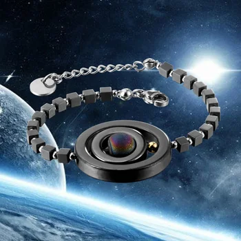 

Creative Hematite Men Bracelet Simulation Planetary Universe Stars Surrounding Trail Natural Stone Beads Bracelets For Women