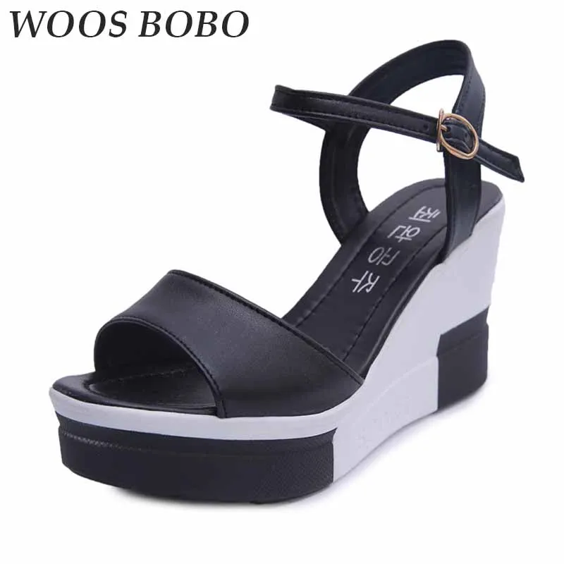 

2019 Summer Fashion Ladies High Heel Sandals Sexy Peep Toe Wedges Shoes For Women Concise comfortable Female Platform Sandals