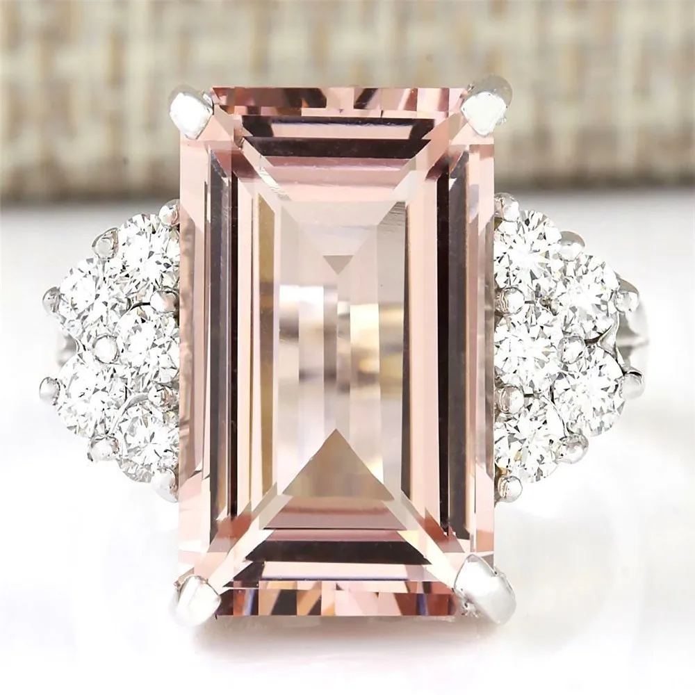 

Princess Cut Orange Stone White Crystal Silver Color Ring Ladies Accessories Rings for Women Luxury Jewelry Anillos Mujer O5K214