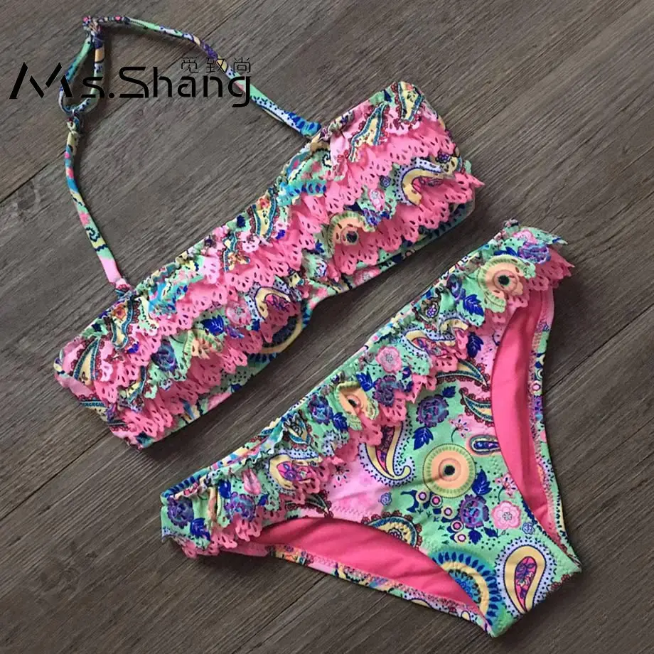 ruffle girl swimwear
