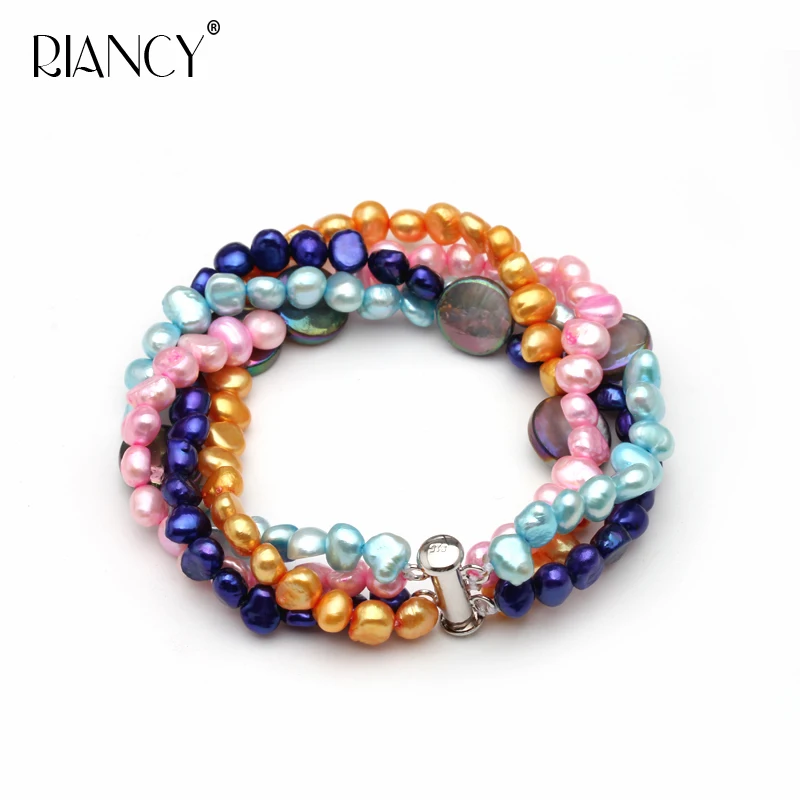 

Fashion Multicolor freshwater pearl multi-layer bracelet simple European and American style Baroque pearl bracelet send girl