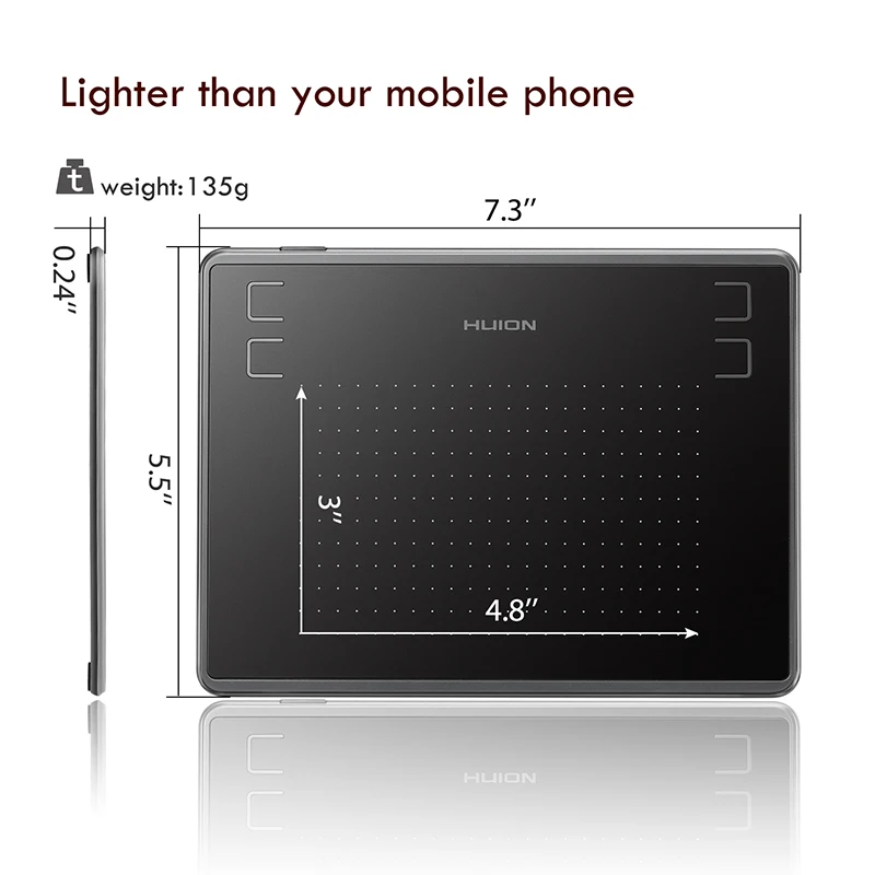 Графический планшет Huion 4x3 дюйма H430P графический для рисования цифровой 4096 - Фото №1