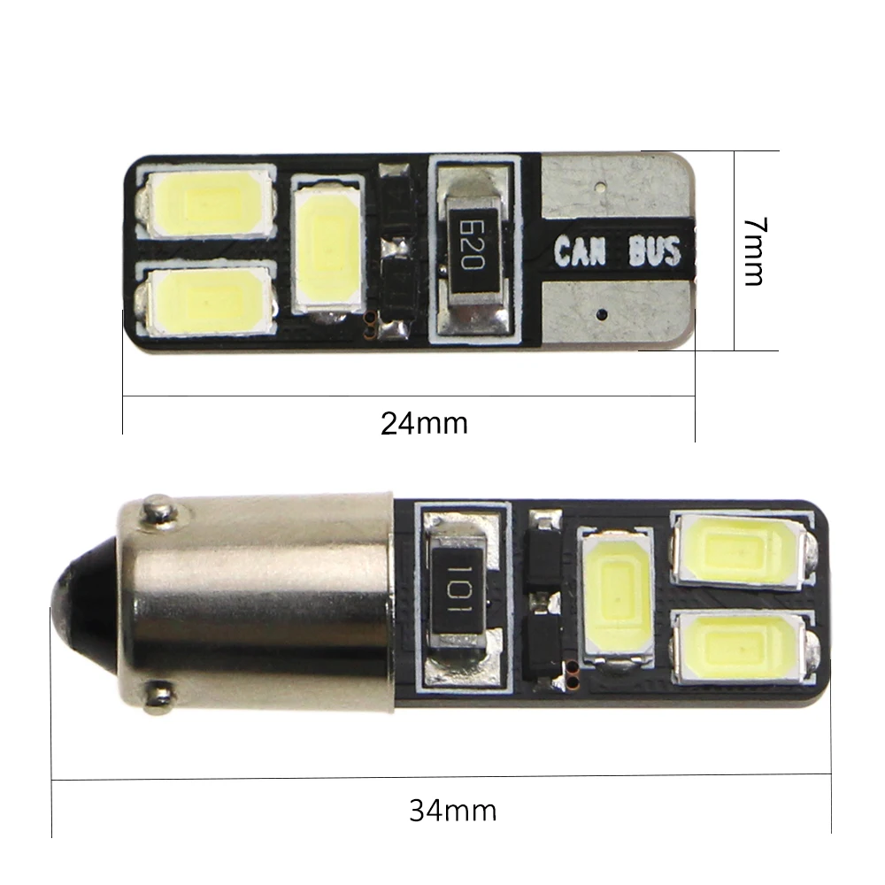 KEIN 10 шт. CANBUS BA9S T10 w5w светодиодный авто лампы H21W bay9s bax9s t4w 5630 6SMD Подсветка салона клиновидные боковые лампы Авто дневные ходовые огни 12V Белый