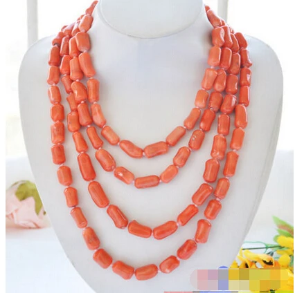 

FREE SHIPPING>>>@ > Long Natural 86" 20mm pink cylinder coral necklace