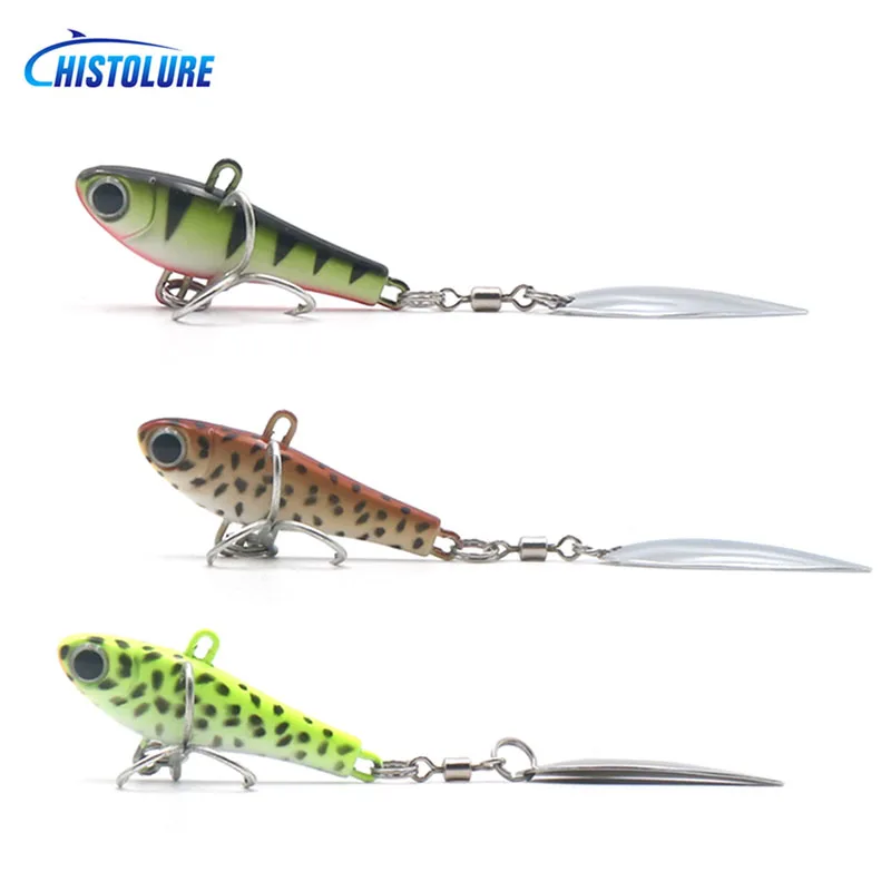 

HISTOLURE 1PCS Metal spoon Vib Fishing Lure Sequins Spinnerbait 20g Sinking Vibration Lure with Rotating Spinners Spoon Bait