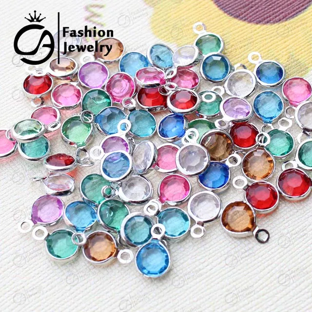 Birthstone Connector Charms Silver Plastic Beads For Birthstone Connector Charms Silver Plastic Beads For Necklace Diy Jewelry A1216