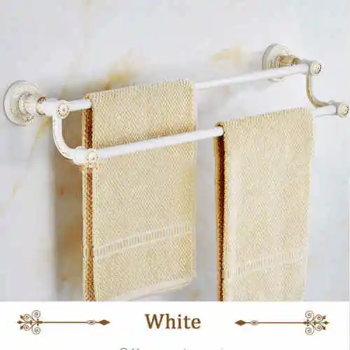 Античная двойной Штанги для полотенец Полотенца держатель, Полотенца стойки твердая латунь, старинные двойной Полотенца держатель Аксессуары для ванной комнаты sl-5911f - Цвет: White paint