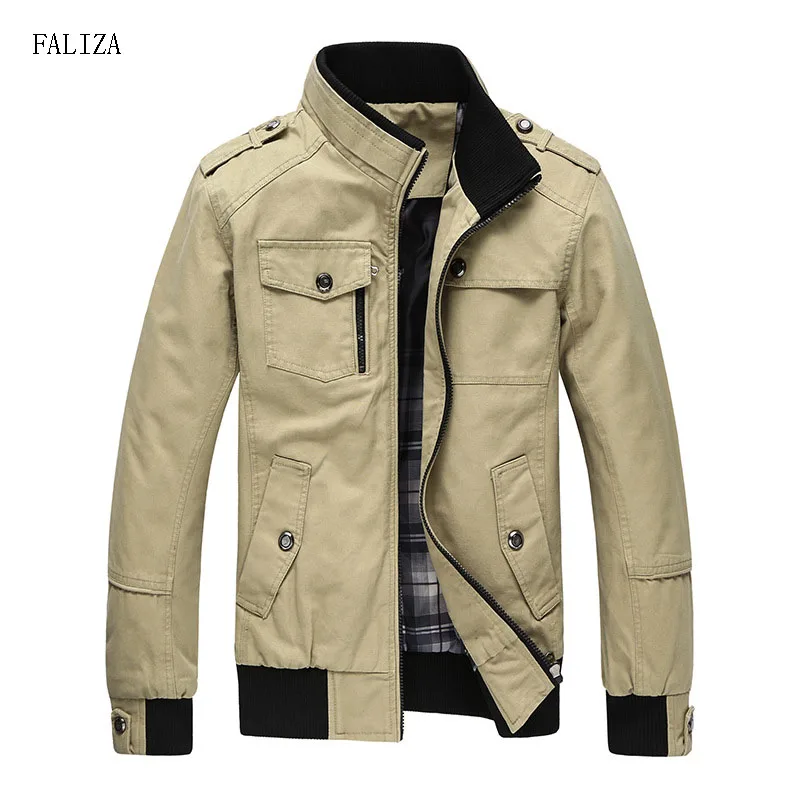FALIZA New Casual Men Jackets Spring Autumn Bomber Jacket Men Windbreaker Jacket Mens Jackets and Coats Casacos Masculino JK101