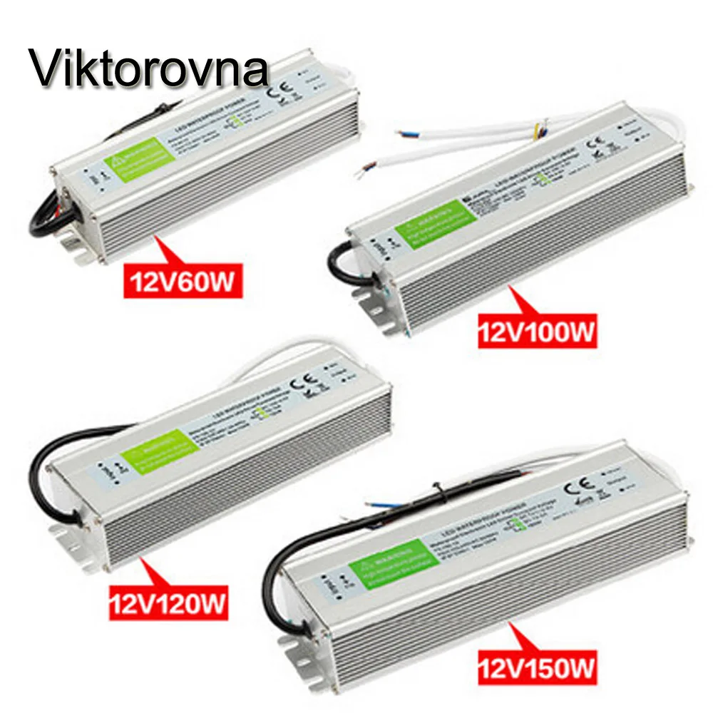 

Viktorovna AC 110V 220V to DC12V 10W-150W Waterproof ip67 Transformer Power Supply Adapter LED Driver Outdoor for strip light