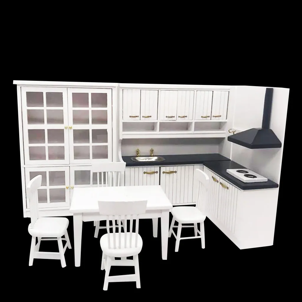 Miniature Kitchen 1:12 Mini Dollhouse Kitchen Dining Table and Chair Cabinet Set Cute Doll House Kids Pretend Toy Miniature C531 Miniature Kitchen 1:12 Mini Dollhouse Kitchen Dining Table and Chair Cabinet Set Cute Doll House Kids Pretend Toy Miniature C531