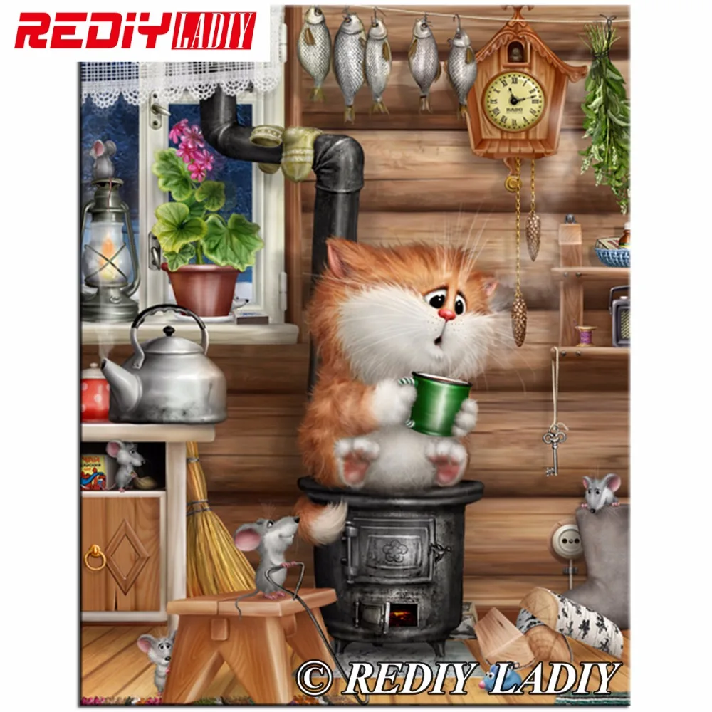 

Diamond Embroidery Cartoon Cat Pattern Rhinestones Pictures Diy Diamond Painting Cross Stitch Handmade 5D Diamond Mosaic Kits
