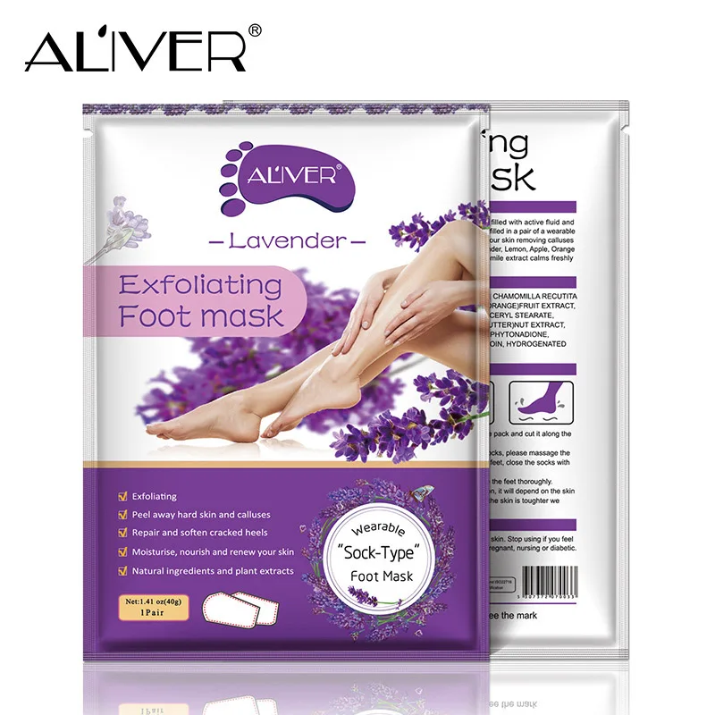 lavender Новинка, 1 пара, отшелушивающая маска для ног, носки для педикюра, пилинг для ног, уход за кожей ног, маска для удаления омертвевшей кожи - Цвет: lavender