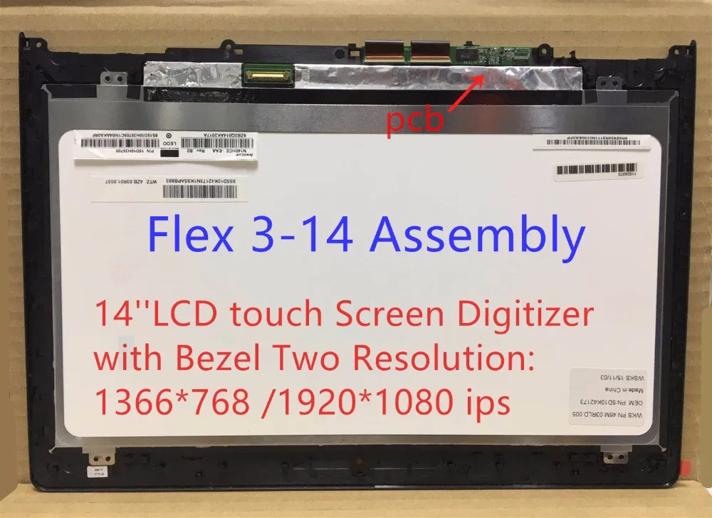 

Free shipping 14'' LCD Touch Screen Digitizer with Frame Laptop Assembly For Lenovo Yoga 500-14IBD 80N4 80N5 500-14ISK 80R5