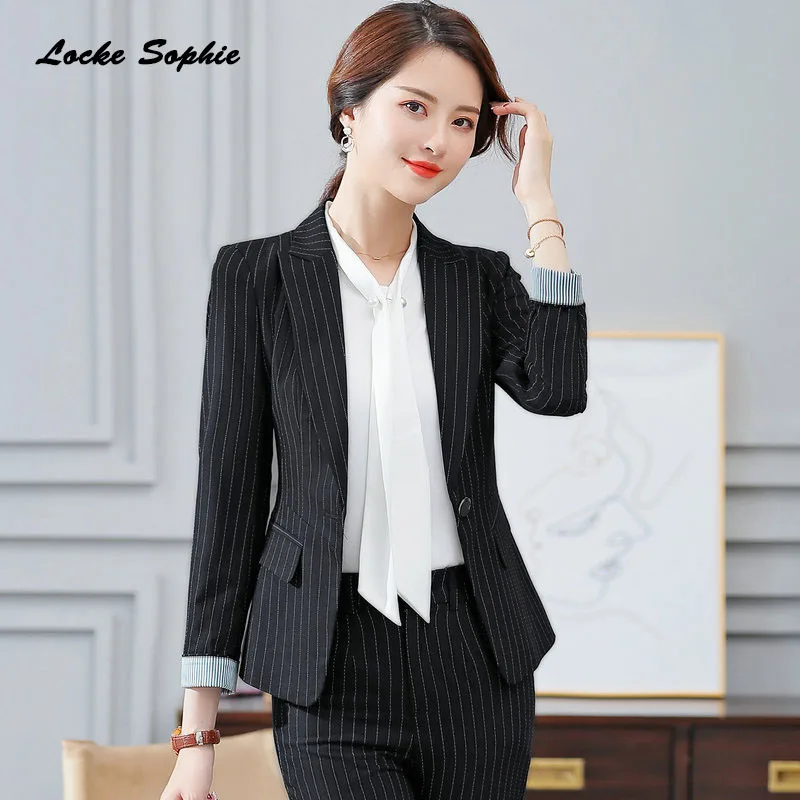 Women's Plus size Blazers coats 2019 Summer cotton cotton blend stripe Slim fit Small Suits jackets ladies Skinny Blazers Suit